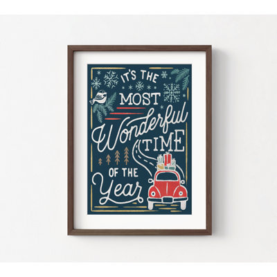 Art mural de Noël «Most Wonderful Time», voiture rouge, affiche rétro de Noël, déclaration rustique encadrée, impression de fête, décoration de chambre à coucher