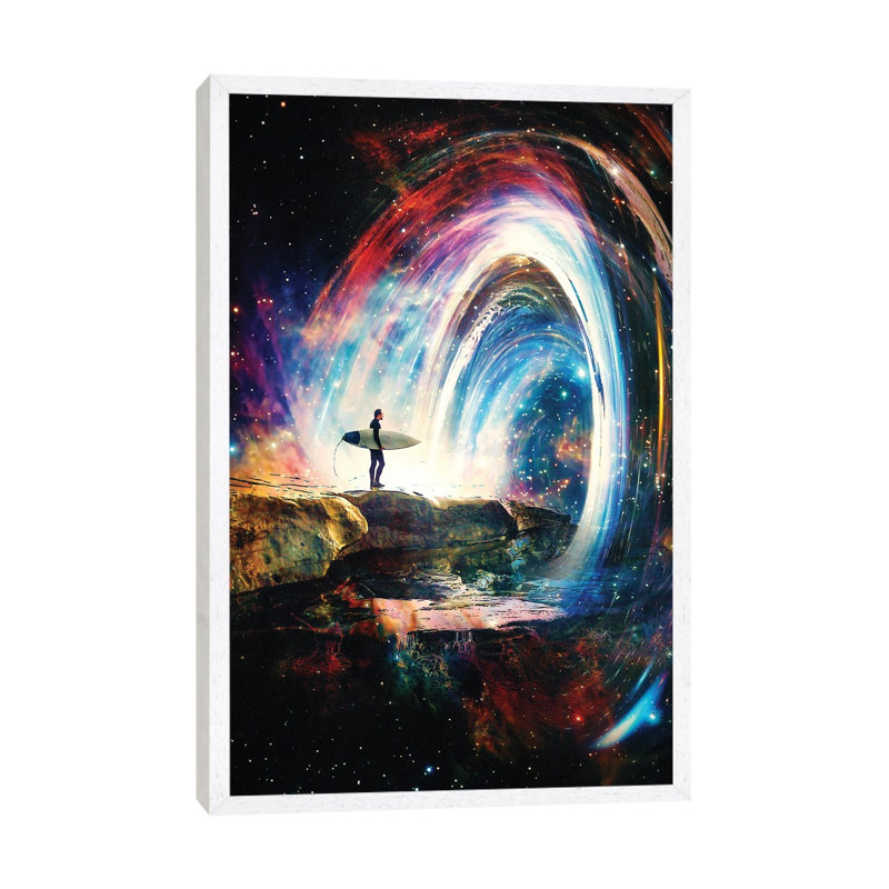Space Barell by Nicebleed - Print on Canvas, White Framed, 66.04cm H x 45.72cm W x 3.81cm D
