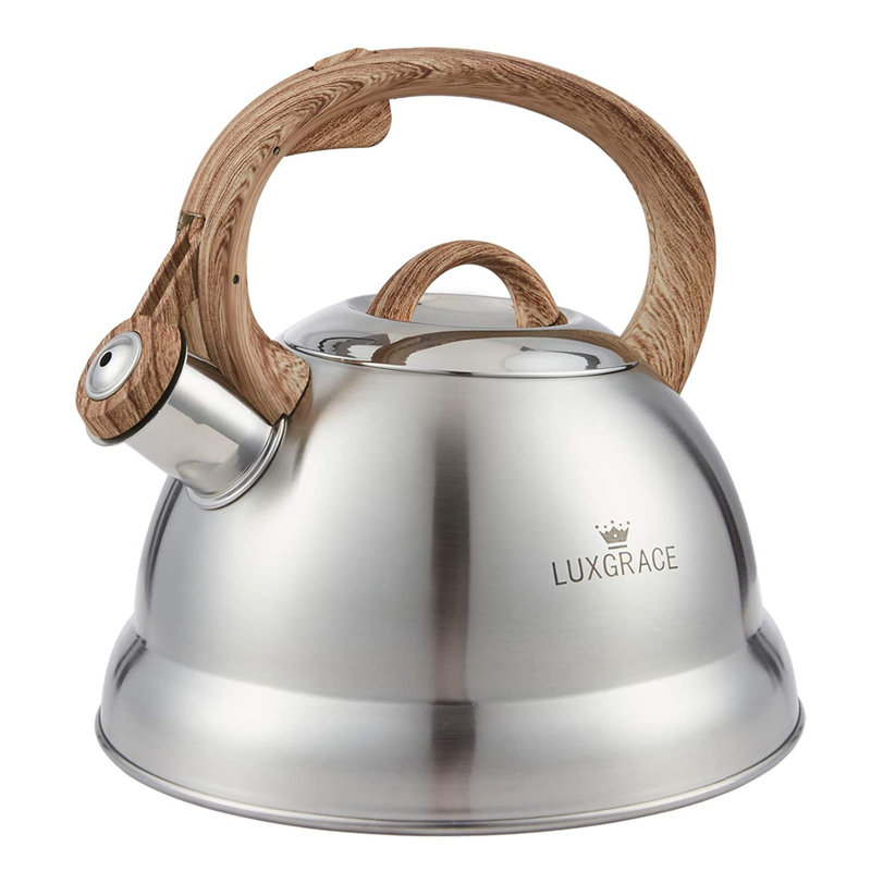 2.3 Qt Stainless Steel Whistling Tea Kettle with Wood Handle