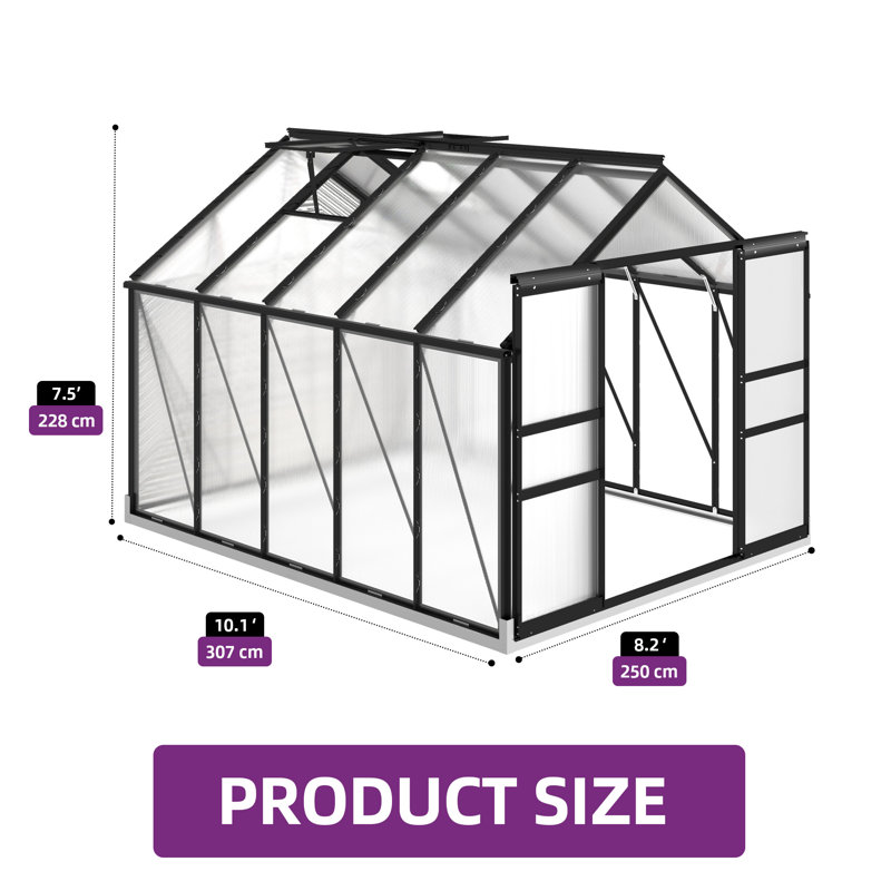 Serre en polycarbonate Balconera, P 122 po, Noir