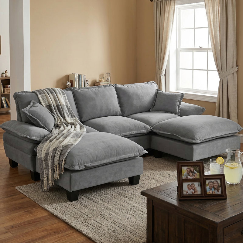 U-Shape Cloud Couch Modular Sofa With Sailboat Design And Movable Ottomans