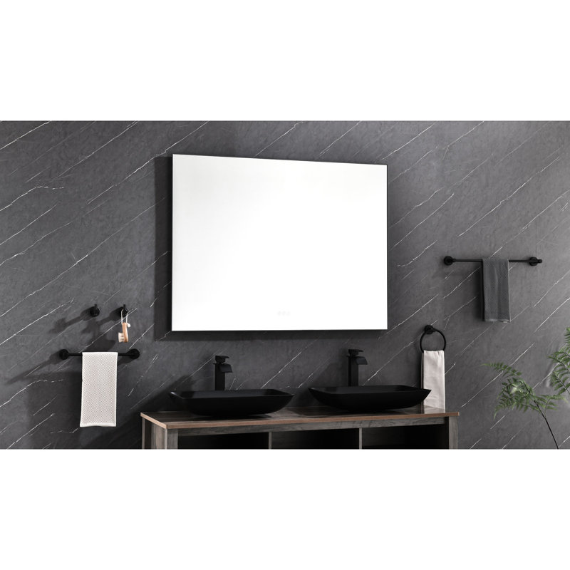 Miroir de salle de bain mural à brouillard à DEL, 48 po x 36 po, réglable, créant une atmosphère relaxante avec miroir de meuble-lavabo 48 po x 36 po avec dossier, brouillard, convenant au rasage et à l'essayage de vêtements