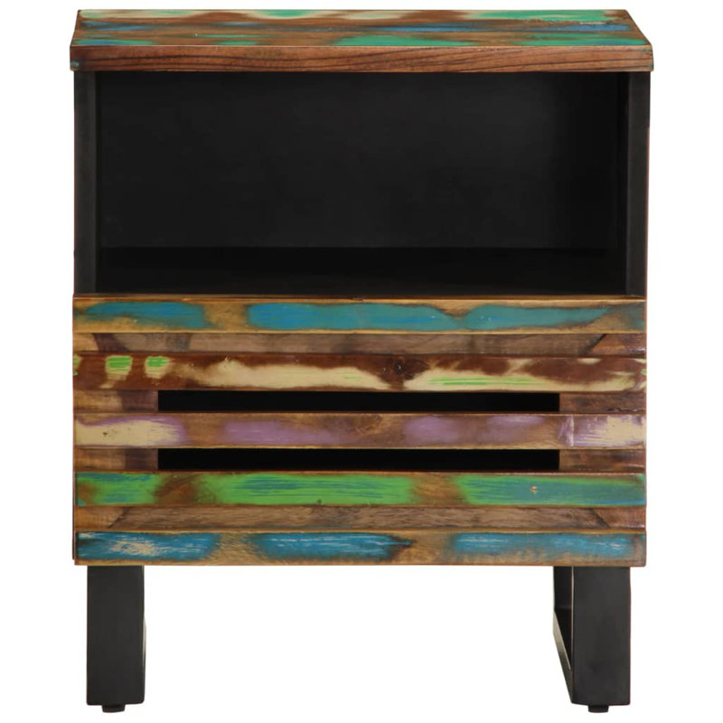 40cm W Steel Bedside Table, Dark Brown/Black