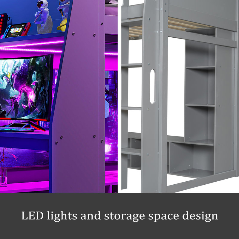 Lit mezzanine Wood Gaming, Simple