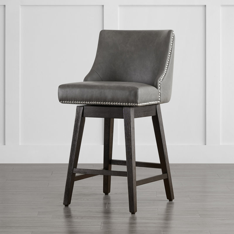 Tabouret de comptoir pivotant 26 po Shurma, Gris foncé, H 37,5 po x l 19,7 po x P 22 po