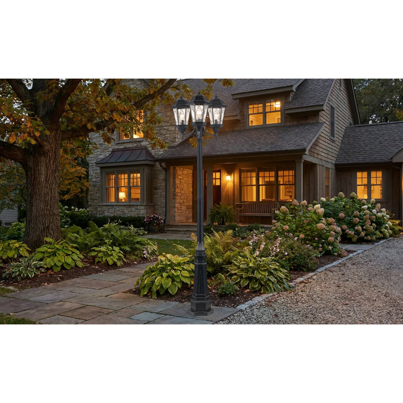 Lampadaire câblé à 3 lumières de H 96 po Annagret (complet), Noir