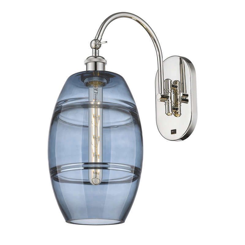 Applique murale en acier Dundrod, Bleu princesse, Nickel poli