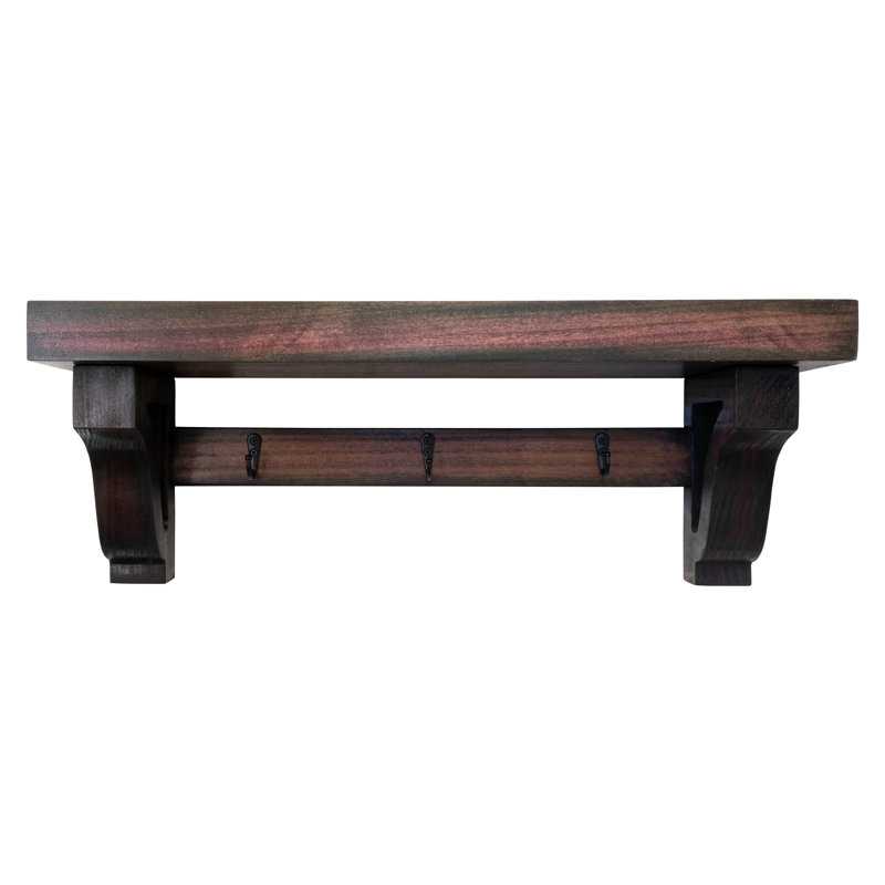 Rayne Medium Wall Mounted Coat Rack with Shelf 8 Hook, 54/6/6, Black Cherry