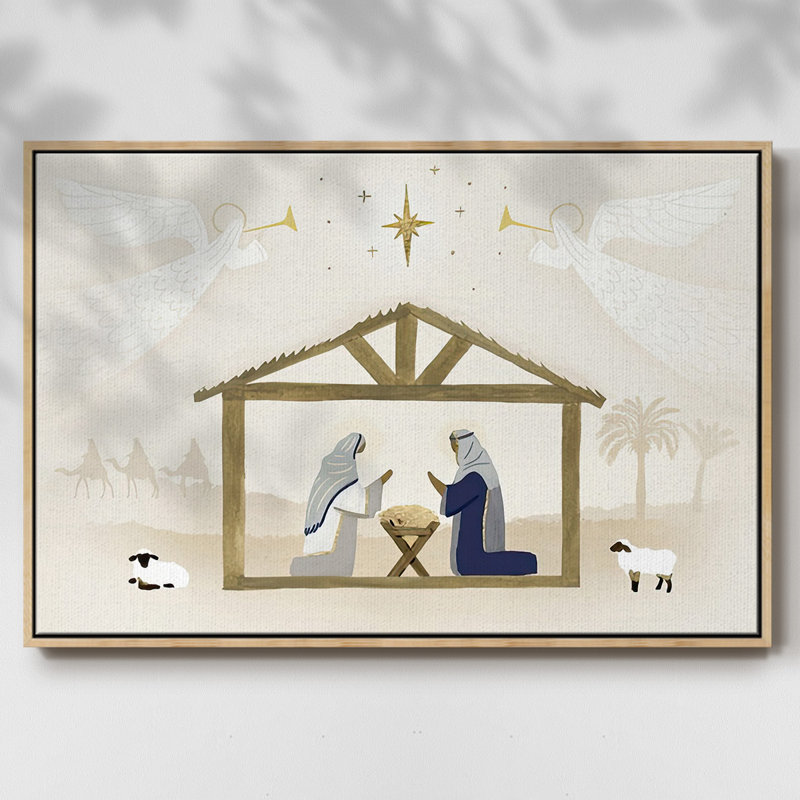 Away In A Manger Collection A, Cadre naturel flottant, H 17 po x l 25 po x P 1,5 po