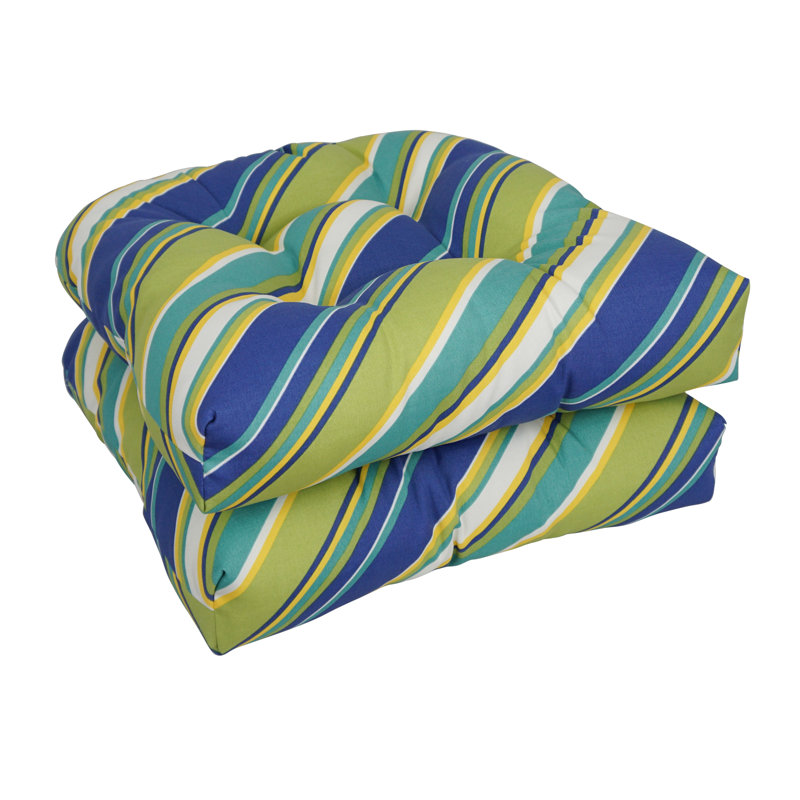 Outdoor 5'' Seat Cushion, Blue/Green