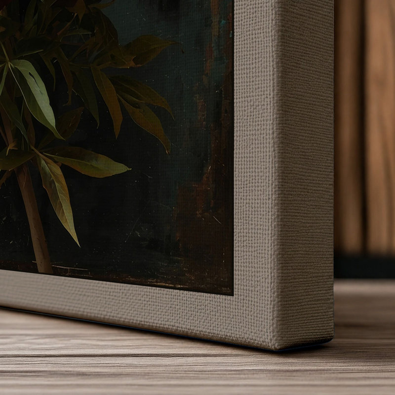 Peonies in Shadow Botanical - Wrapped Canvas, 30x20 - 76.2 x 50.8 cm, Taupe Border