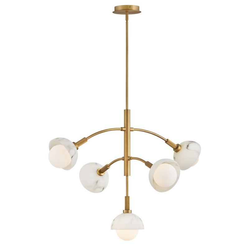 Lustre mobile à cinq lumières Phoebe, Laiton héritage