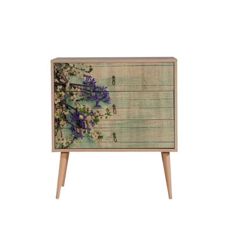 Modern Dresser with 3 Spacious Drawers, Sonoma Oak, 31.5 x 35.4 x 15.7 inches | 100% Melamine Coated Particle Board, Hornbeam Legs, Metal & Rope Handles, UV Coating | Wall-Mountable, Elegant Storage Solution for Any Room
