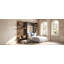 Lit escamotable simple avec armoire de rangement, étagère ouverte et port USB, grand canapé à l'avant, panneau imprimé paysage de montagne, lit mural peu encombrant pour chambre à coucher, chambre d'amis et appartement - gris-640862583