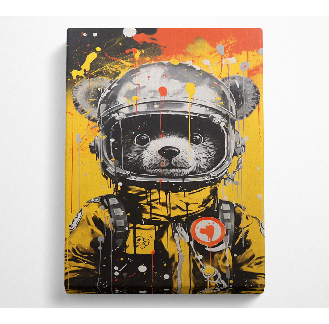 Bear Cub Astronaut Paint Splash - Leinwanddrucke