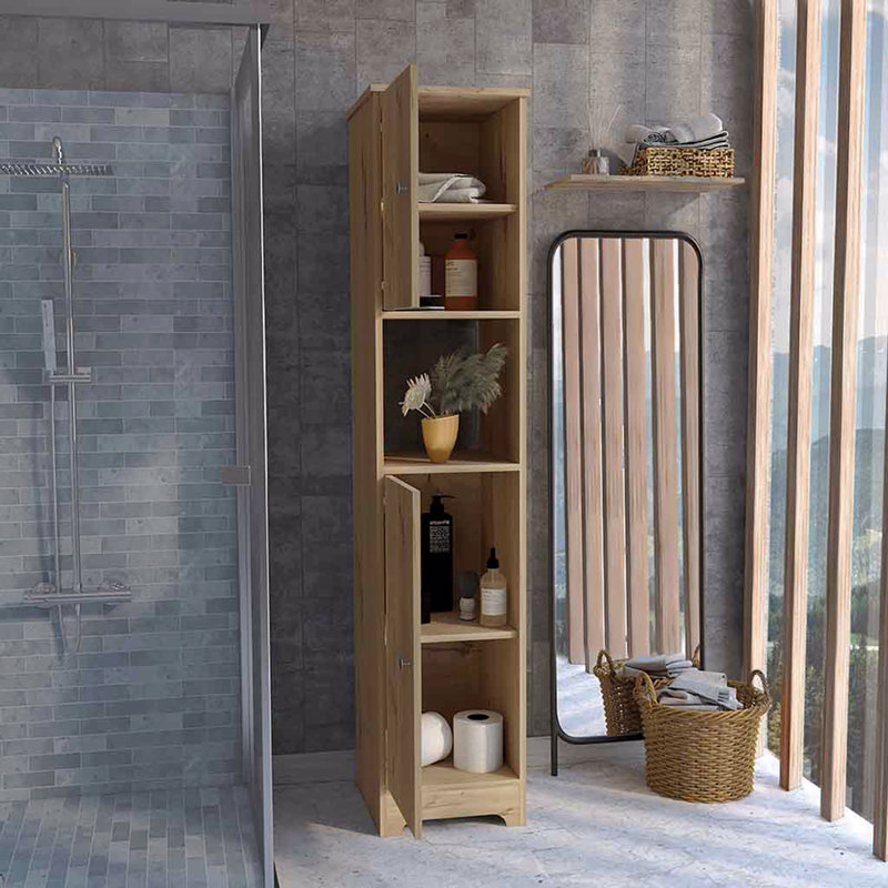 Armoire 68,8 po à double porte, quatre tablettes intérieures, une tablette ouverte