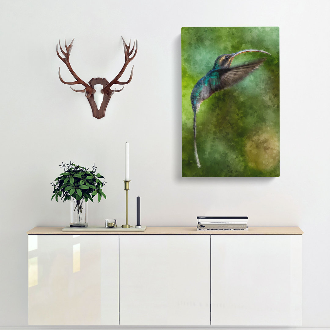 Green Hermit Hummingbird - Wrapped Canvas