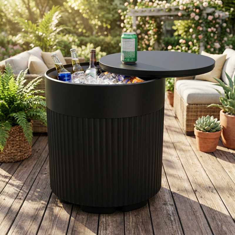 Table d'appoint 16 gallons en résine de 16 gallons, Noir