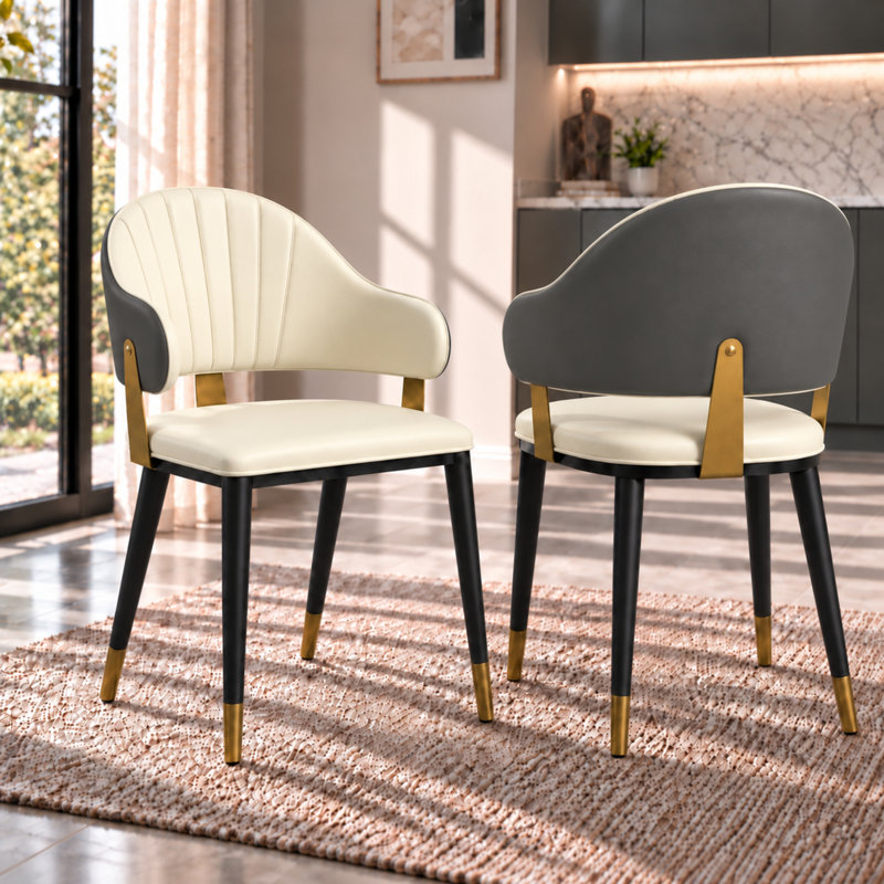 Chaise de salle à manger moderne Hunsaker, Ensemble de 2, Gris