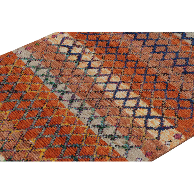 Moroccan Hand Knotted Geometric Area Rug, Runner 2'6" x 8'