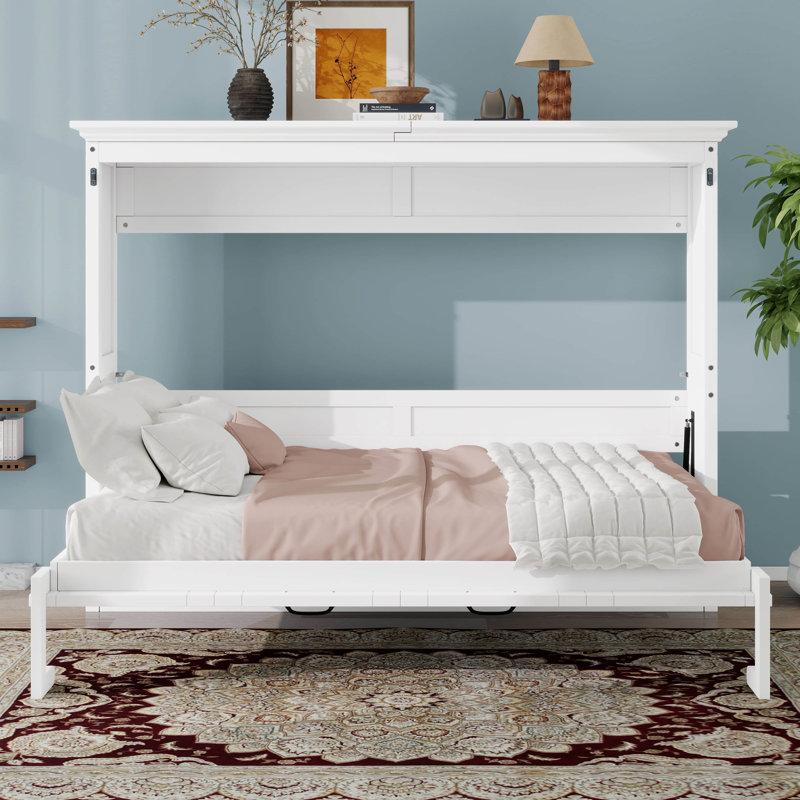 Lit pliant mural peu encombrant, White, Lit double