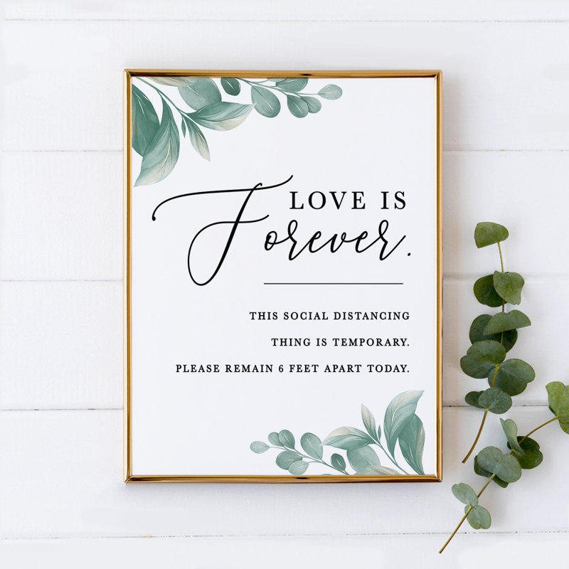 Affiche de table en forme de verdure « Love is Forever »
