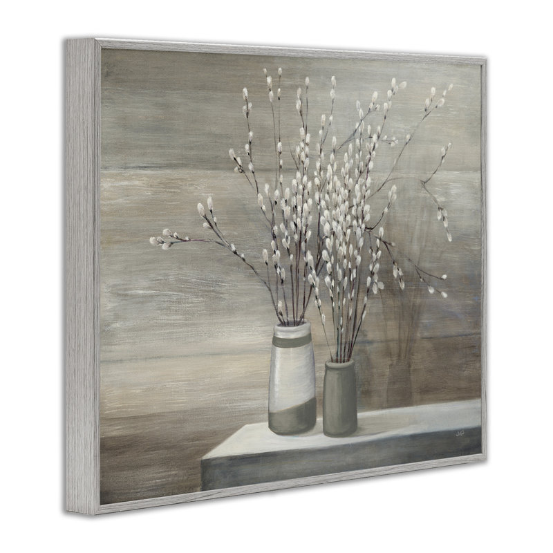 Nature morte « Pussy Willow » - peinture sur bois, H 20 po x l 16 po, Estampe numérique Farmhouse