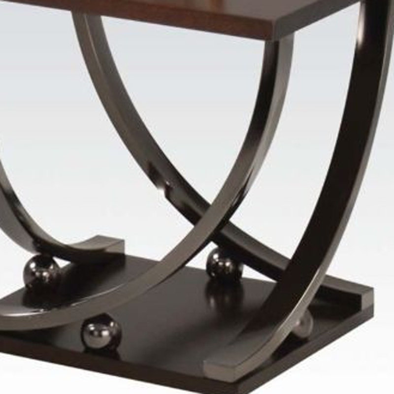 Table de bout carrée 23 "en nickel noir et verre transparent avec tablette