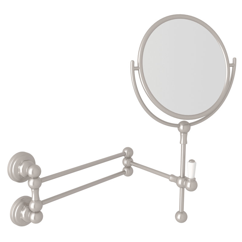 Edwardian Modern & Contemporary Magnifying Bathroom / Vanity Mirror, Satin Nickel
