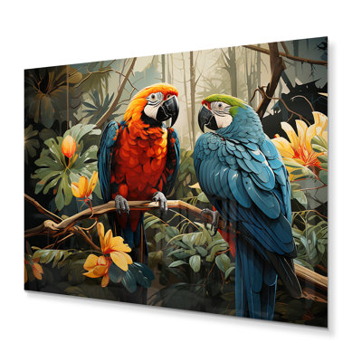 Tropical perroquet plumage I - animaux, art mural en métal, salon