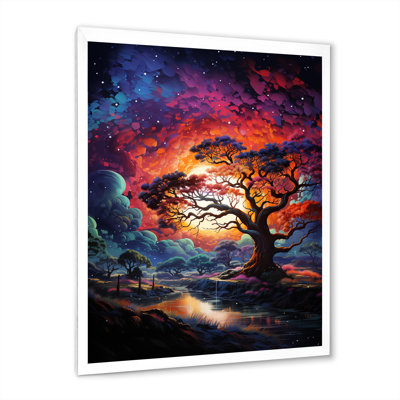 Baobab africain, teintes cosmiques - Art mural sur toile, arbre baobab