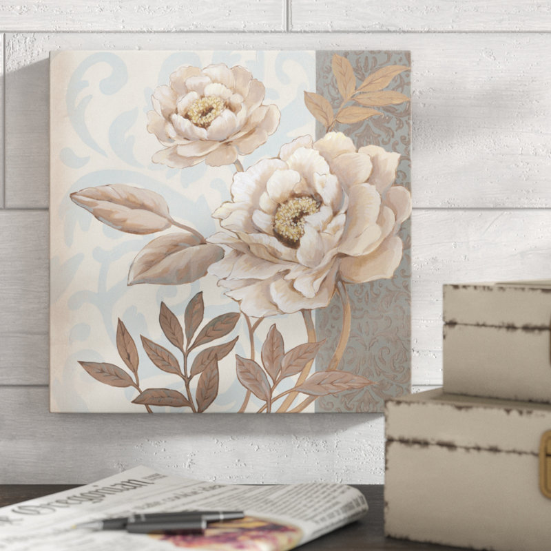 «Parisian Peony I», peinture sur toile, H 12 po x l 12 po