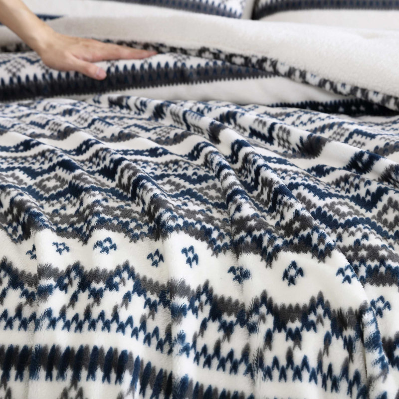 Ensemble d'édredon réversible Eddie Bauer Shelton Fair Isle, Édredon pour très grand lit + 2 très grandes ta