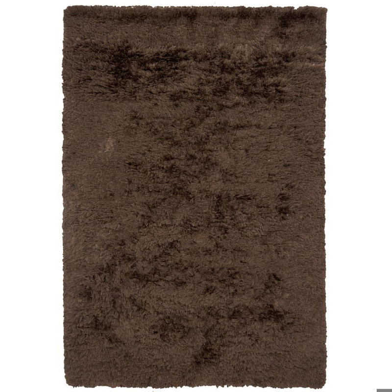 Tapis en laine et polyester à poils longs tissé à la main Croydon, Rectangulaire 2 pi x 3 pi, Brun