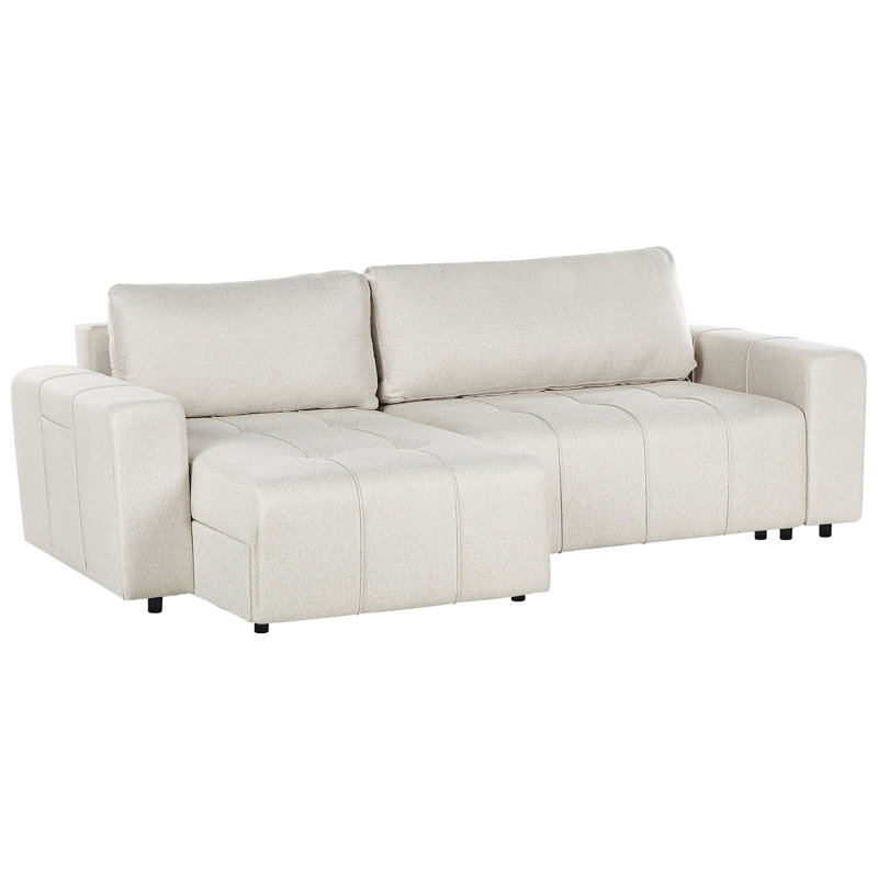 3 Seater Fabric Corner Sofa Bed with Storage Chantea, Beige, Left Hand Facing