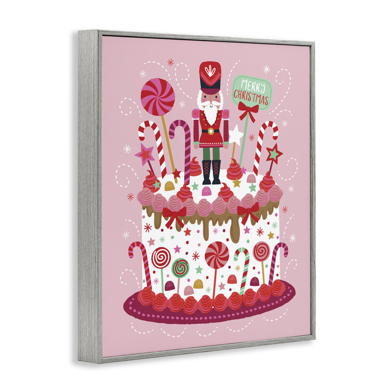 «Christmas Candy Dessert Cake», estampe numérique de Lisa Perry White bouton, H 14 po x l 11 po, Estampe numérique Farmhouse