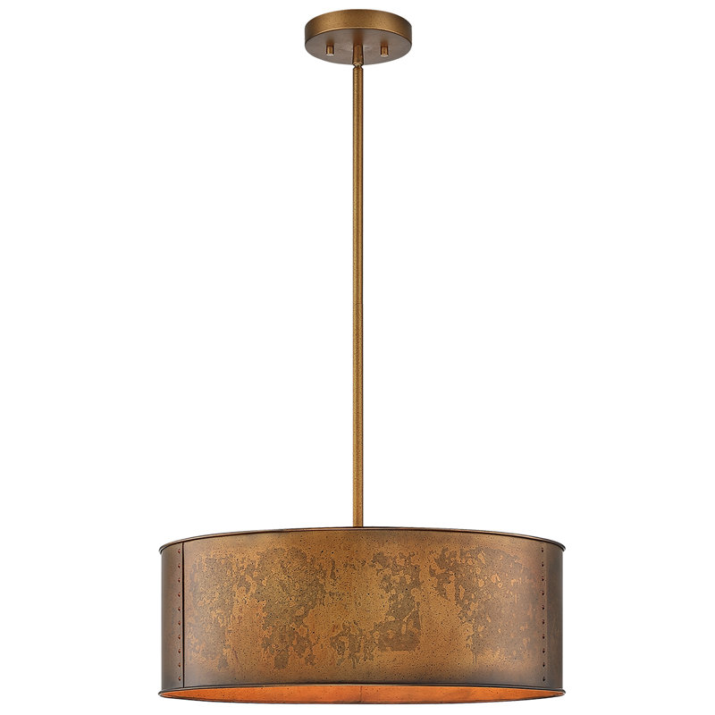 Ouellet 4 - Light Dimmable Drum Chandelier, Antique Bronze