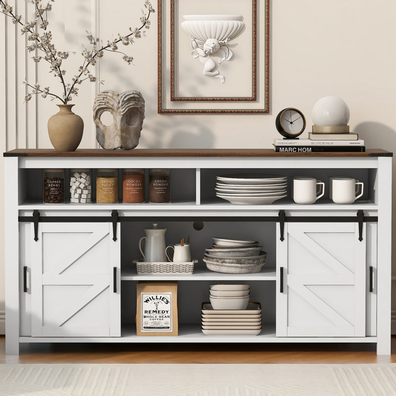 TV Stand For Tvs Up To 65", Brown/White