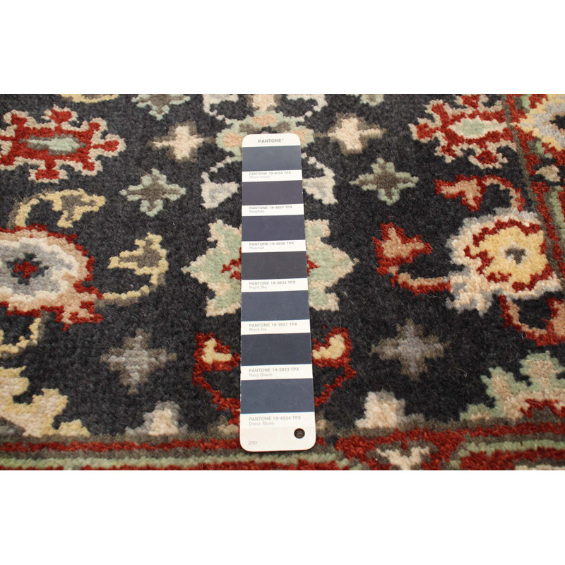 Tapis unique en laine noué à la main 2 pi 6 po x 9 pi 9 po nouvel âge Teis en crème / bleu marine / rouge