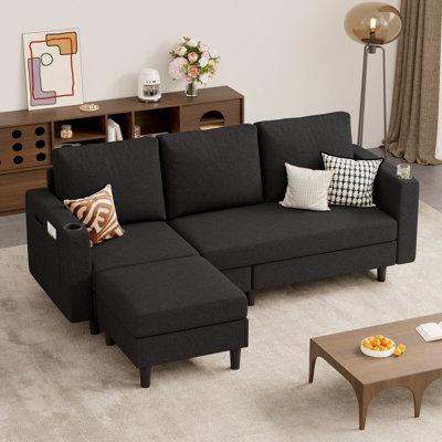 Modern L-Shaped Sectional Sofa with Chaise USB Charging Port and Storage