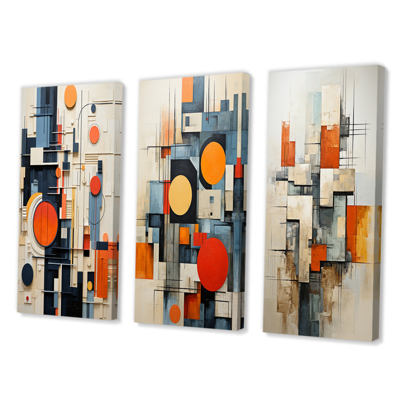 «Constructivism Construit Horizons VI», ensemble de 3 impressions, H 20 po x l 36 po, Toile tendue