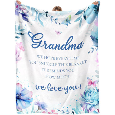 Gift Blanket for Grandma, Grandma Blanket，Birthday Gift for Grandma from Grandchildren, Blanket for Grandma, Warm Soft Blanket for Grandma, Best Grandma Gift, 50" x 60"（Flower）