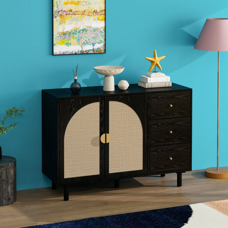 Armoire de rangement à 2 portes et 3 tiroirs - conçue pour la chambre à coucher, le salon, le vestiaire de style cave à vin
