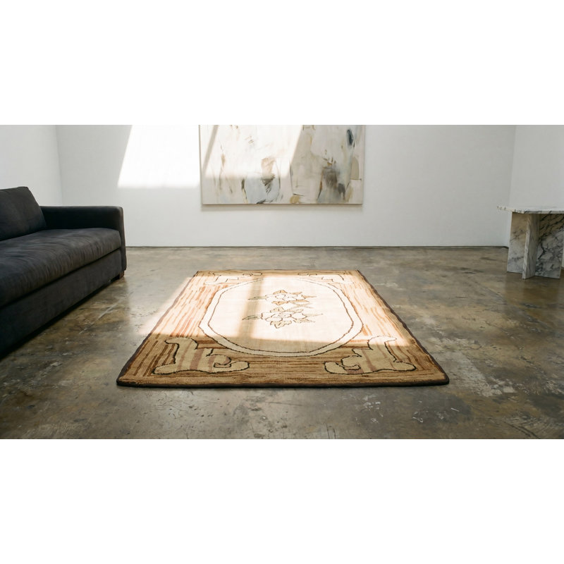 Small Scatter Size Antique American Floral Arts and Crafts Hooked Throw Rug