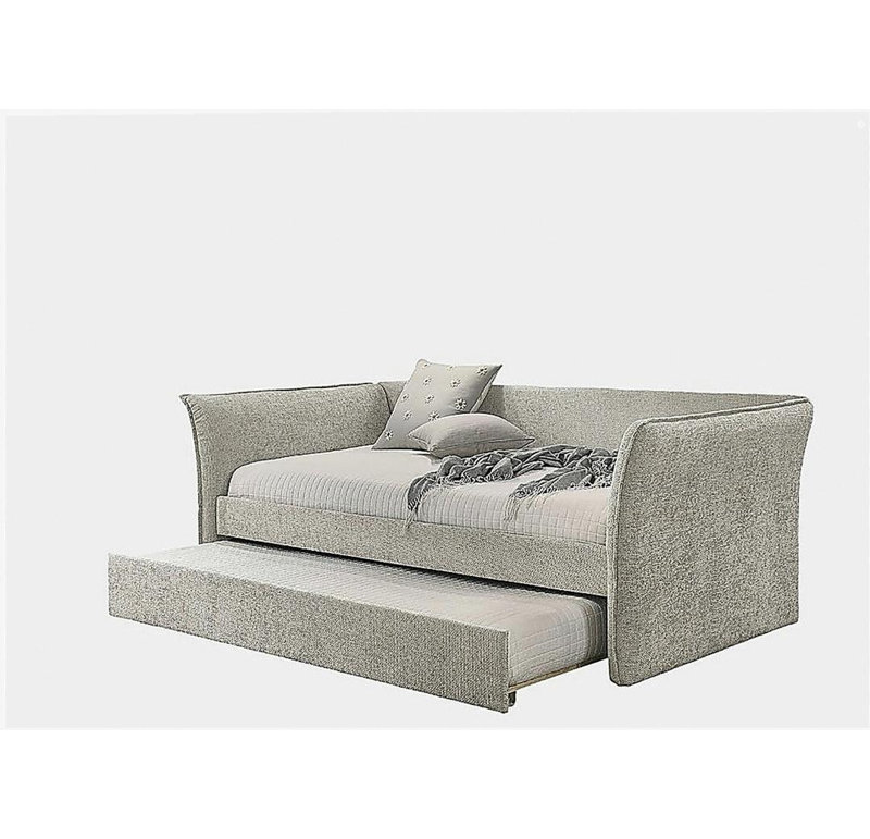 Lit de jour simple de style transitionnel 1pc avec salon à accoudoirs évasés avec couchette et fini beige, Beige