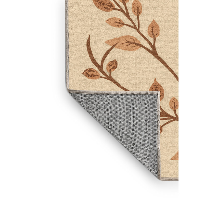 Tapis abstrait moderne et contemporain lavable à la machine Wyndmoor Thanksgiving en beige - reliure beige, 8 x 10