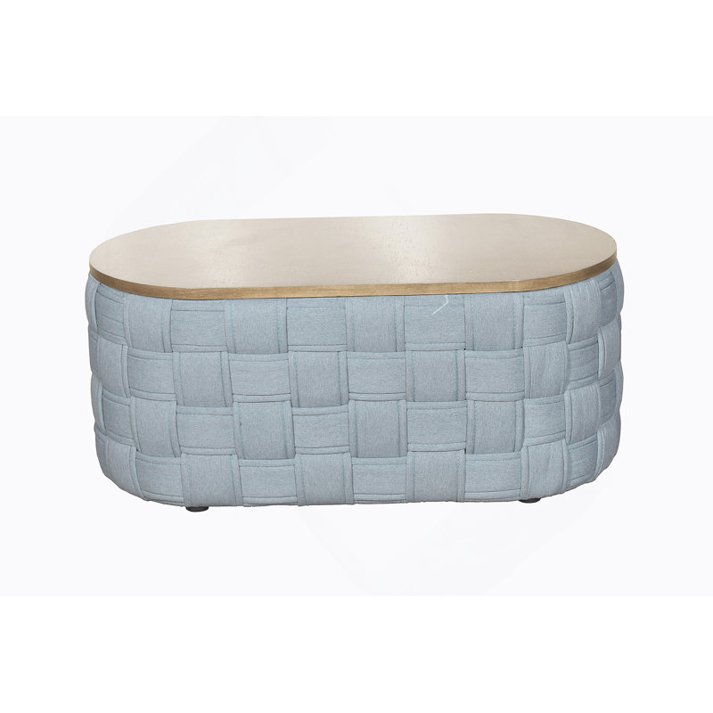 Table basse en chenille bleu sarcelle clair