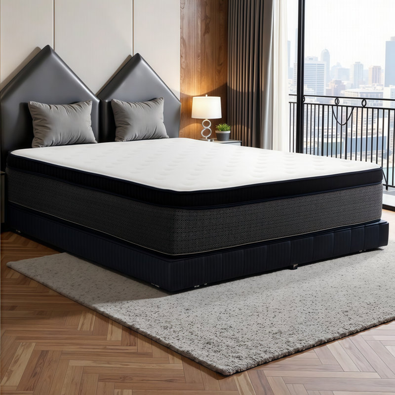 14-Inch Euro Top Cooling Hybrid Mattress with Ice Yarn Cover - Gel Memory Foam & Pocket Coils for Full/Queen/King/Cal King, Features Edge Support and Breathable Comfort