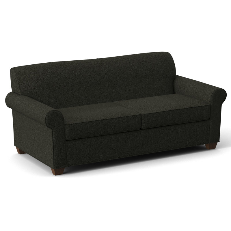 Finn 75" Rolled Arm Sofa Bed, Dorset Charcoal, Montana Walnut, Hybrid