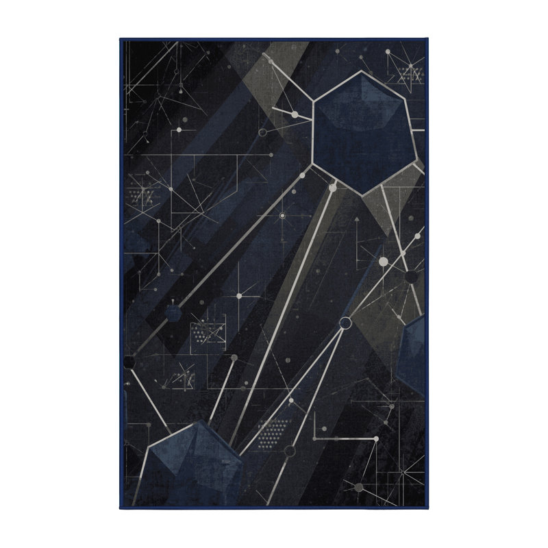 Tapis gris doux et moelleux à motif géométrique Ristaino, 4 x 2